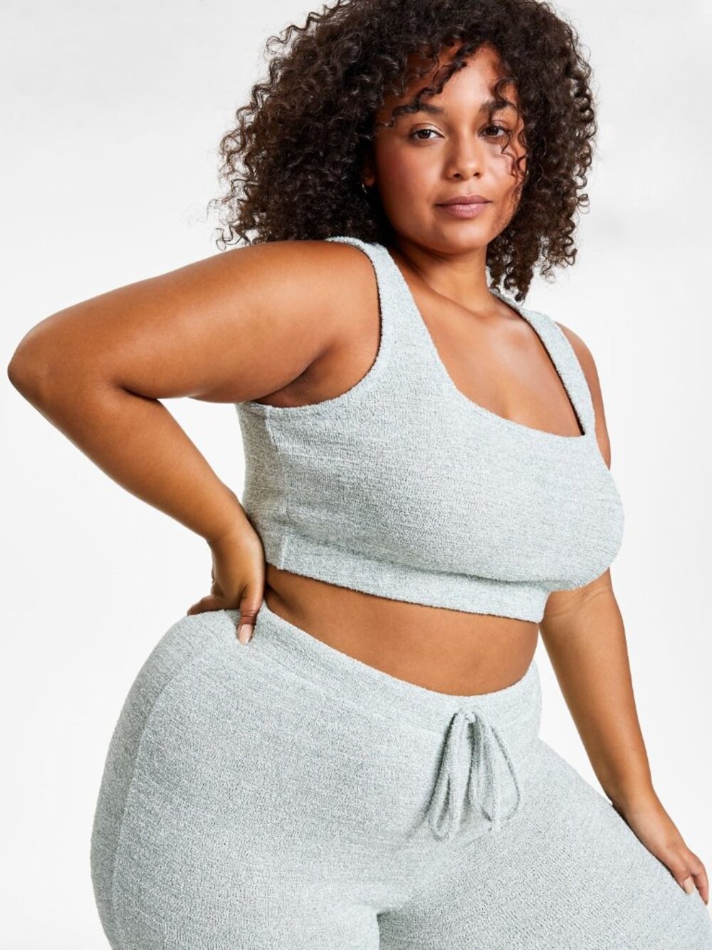 Jenni by Jennifer Moore Womens Fuzzy Knit Crop Top